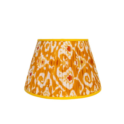 16" Orange & Yellow Patterned & Pleated Lampshade LAST CALL | Newport Lamp And Shade | Located in Newport, RI