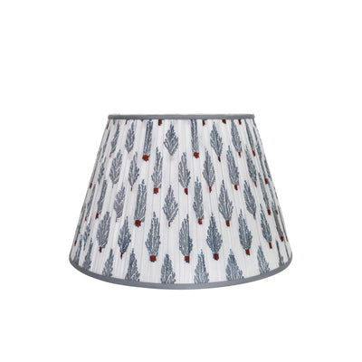16" Grey, Blue & Red Patterned & Pleated Lampshade LAST CALL | Newport Lamp And Shade | Located in Newport, RI