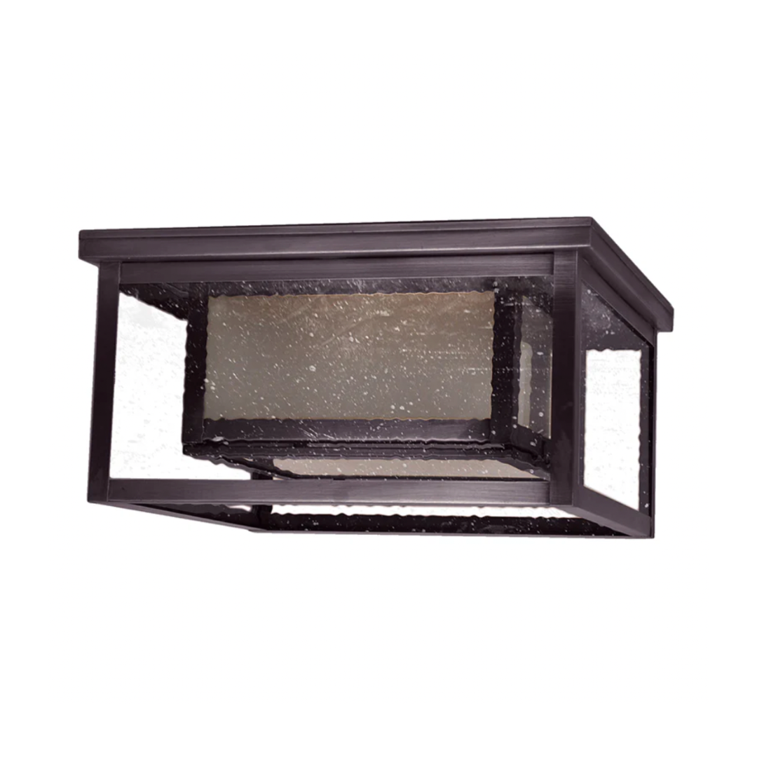 Flushmount SC1212 in Dark Brass with Seedy Marine Glass by Northeast Lantern