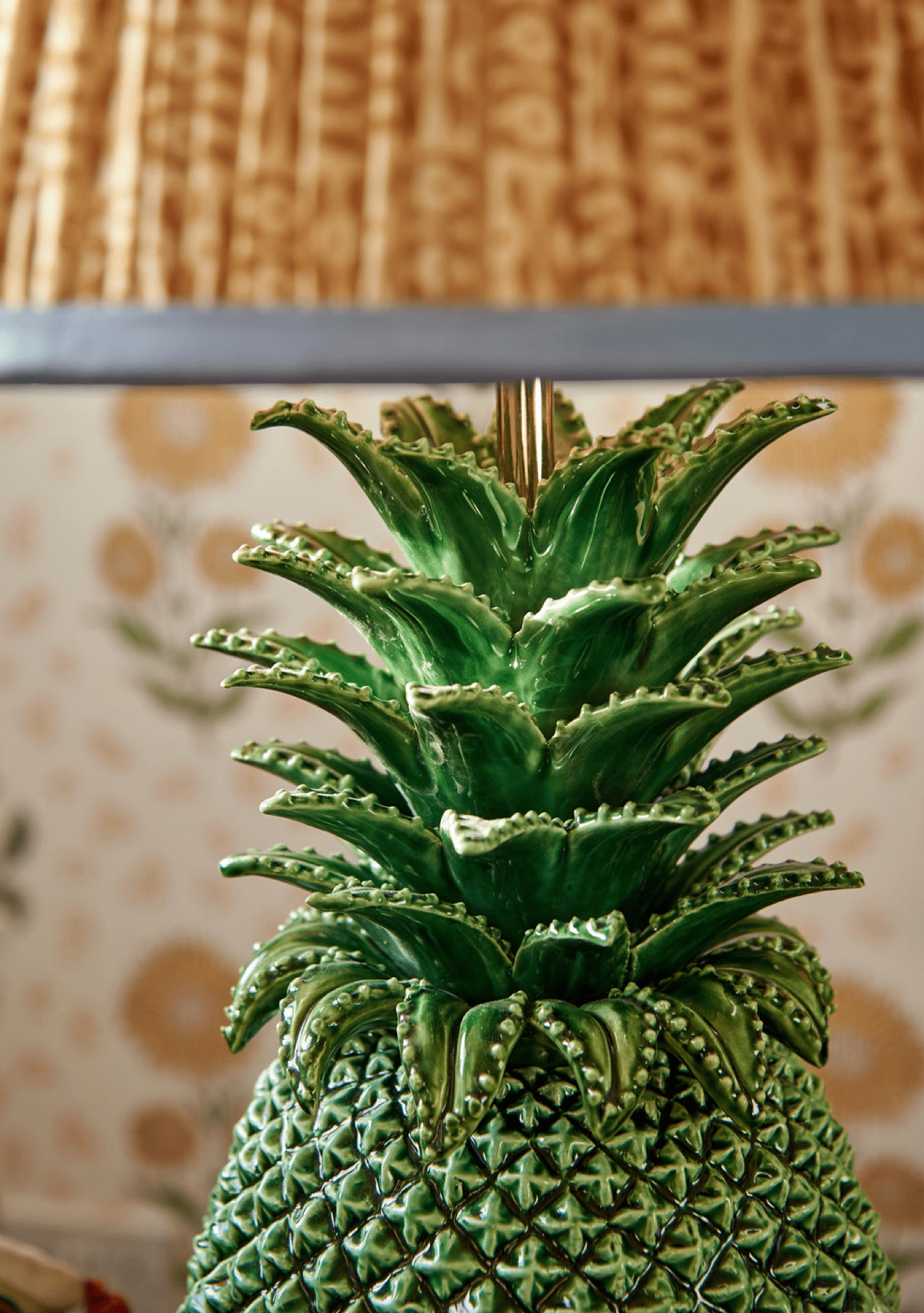 Green Pineapple Ceramic Table Lamp by Penny Morrison | Newport Lamp And Shade | Located in Newport, RI