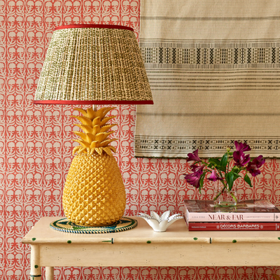 Mustard Pineapple Ceramic Table Lamp by Penny Morrison | Newport Lamp And Shade | Located in Newport, RI