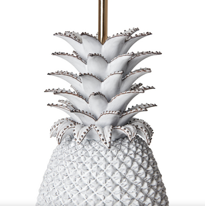 White Pineapple Ceramic Table Lamp by Penny Morrison | Newport Lamp And Shade | Located in Newport, RI