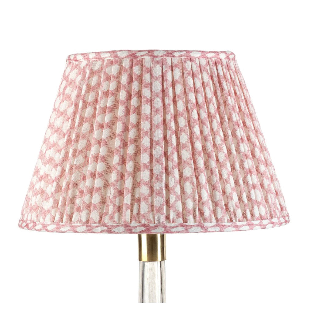 Pink Wicker Fermoie Lampshade / Special Order / 15" Top x 24" Bottom x 15" Slant | Newport Lamp And Shade | Located in Newport, RI