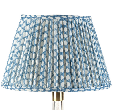 16" Fermoie Lampshade - Wicker in Blue | Newport Lamp And Shade | Located in Newport, RI