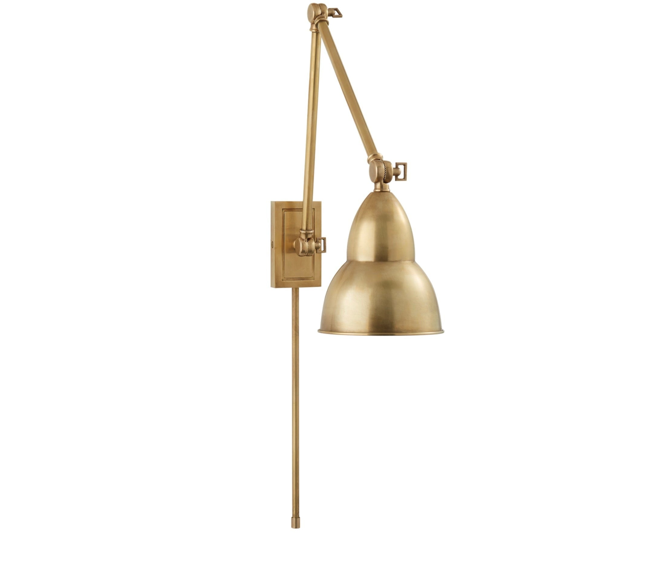 French Library Double Arm Wall Lamp in Antique Brass - [product_type] - Newport Lamp & Shade Company - Newport Lamp & Shade Company