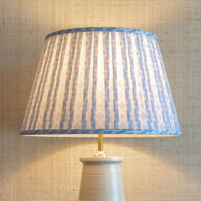 Spring Lampshade in Blue & Tan | Newport Lamp And Shade | Located in Newport, RI