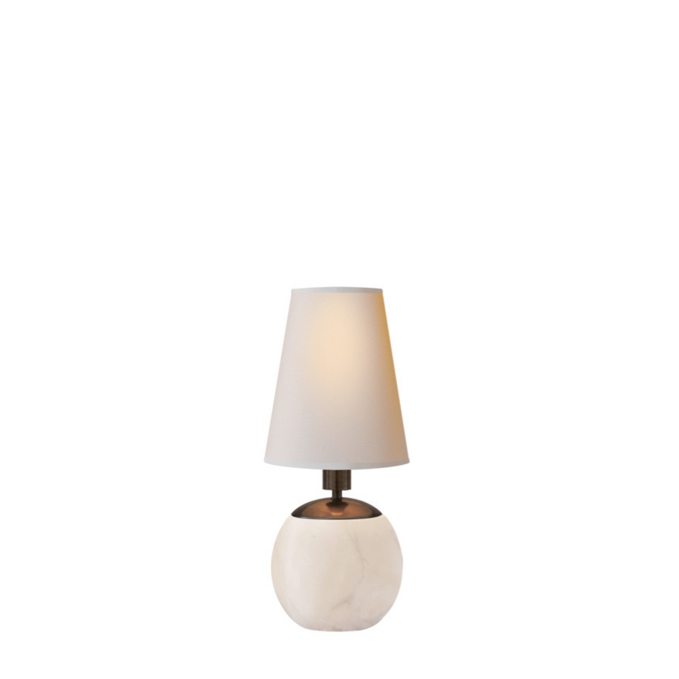 Tiny Round Accent Table Lamp in Alabaster | Newport Lamp And Shade | Located in Newport, RI