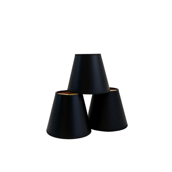 Black Painted Candle-Clip Lampshade with Gold Lining