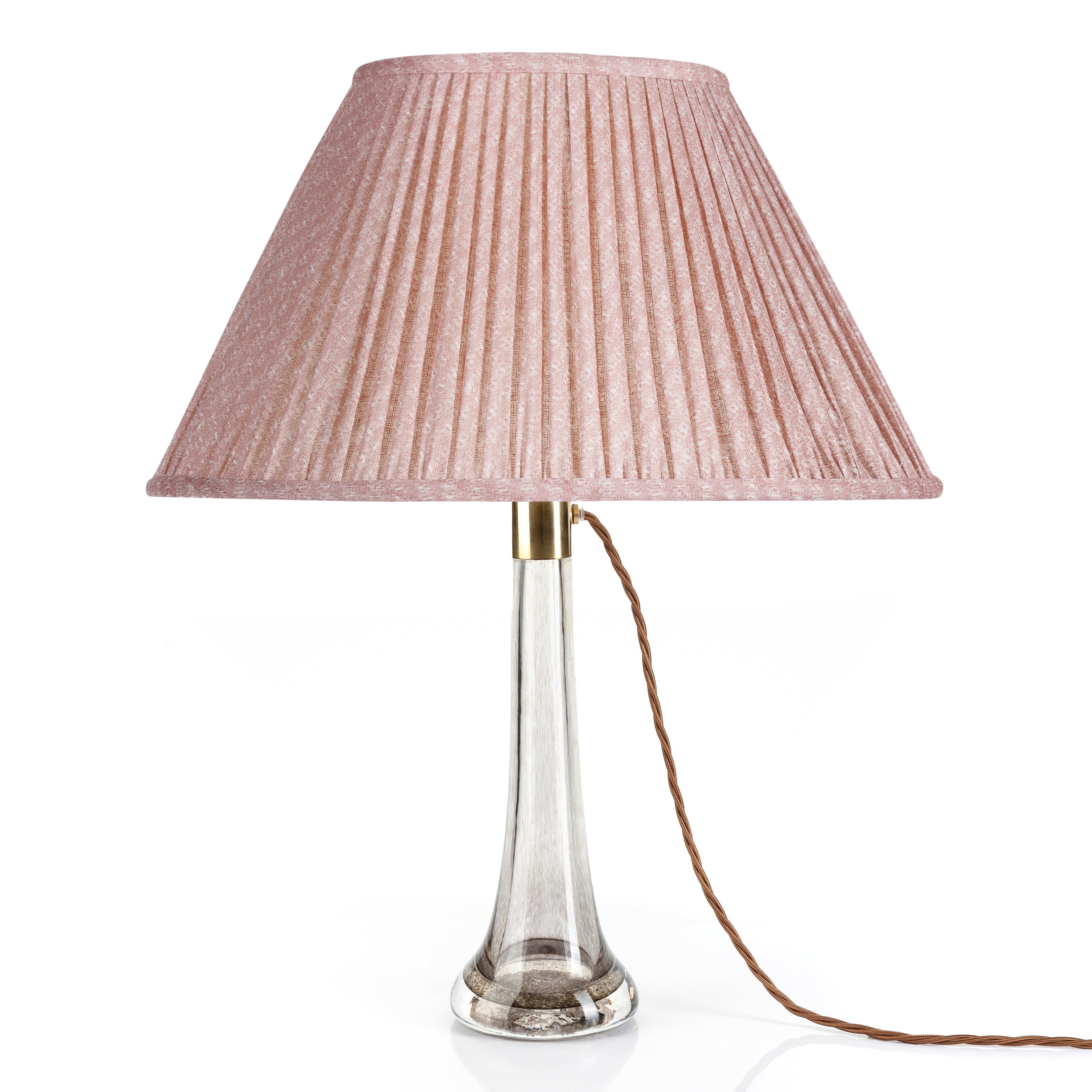 Oval Fermoie Lampshade - Figured Linen in Pink | Newport Lamp And Shade | Located in Newport, RI