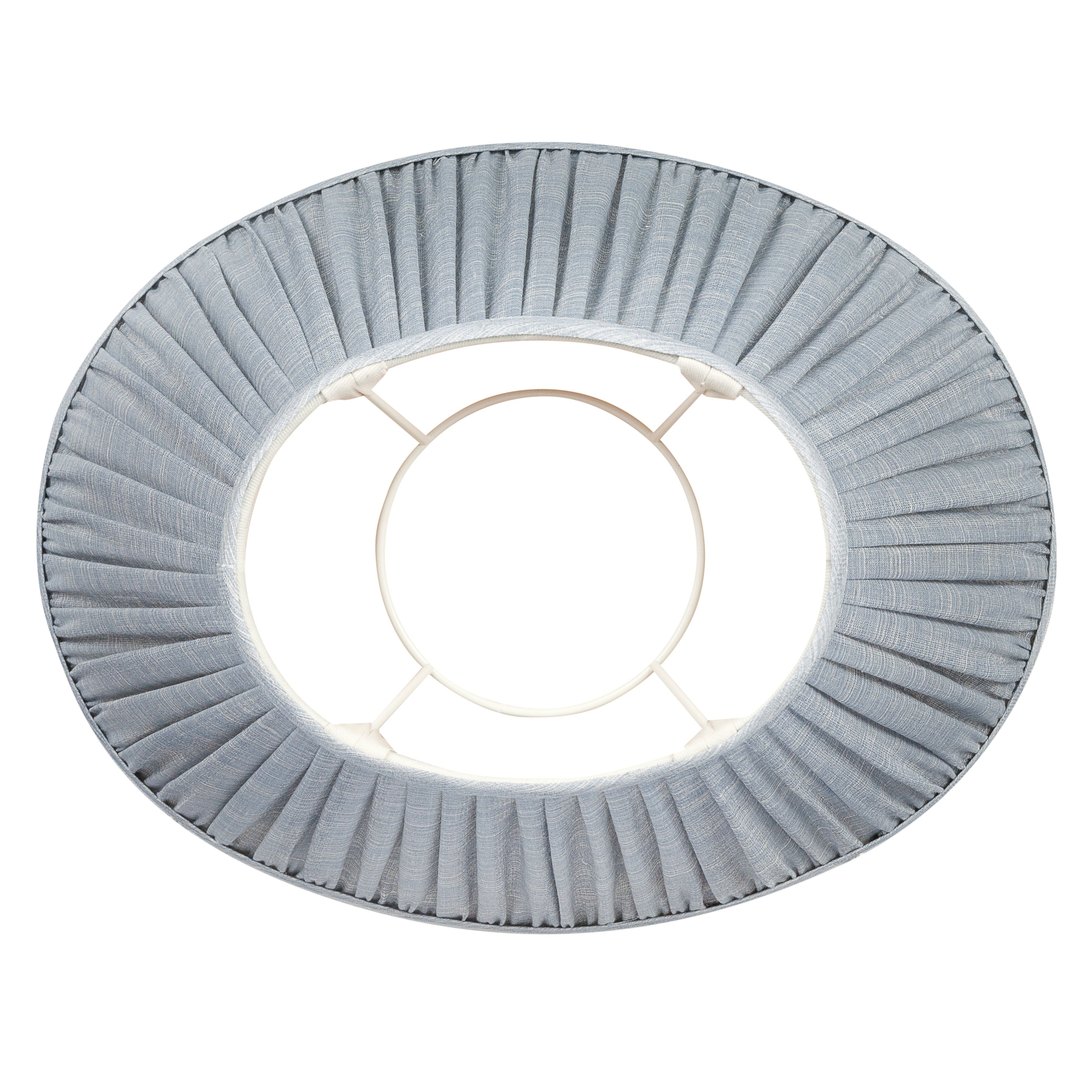 Oval Fermoie Lampshade - Plain Linen in Blue Moire | Newport Lamp And Shade | Located in Newport, RI