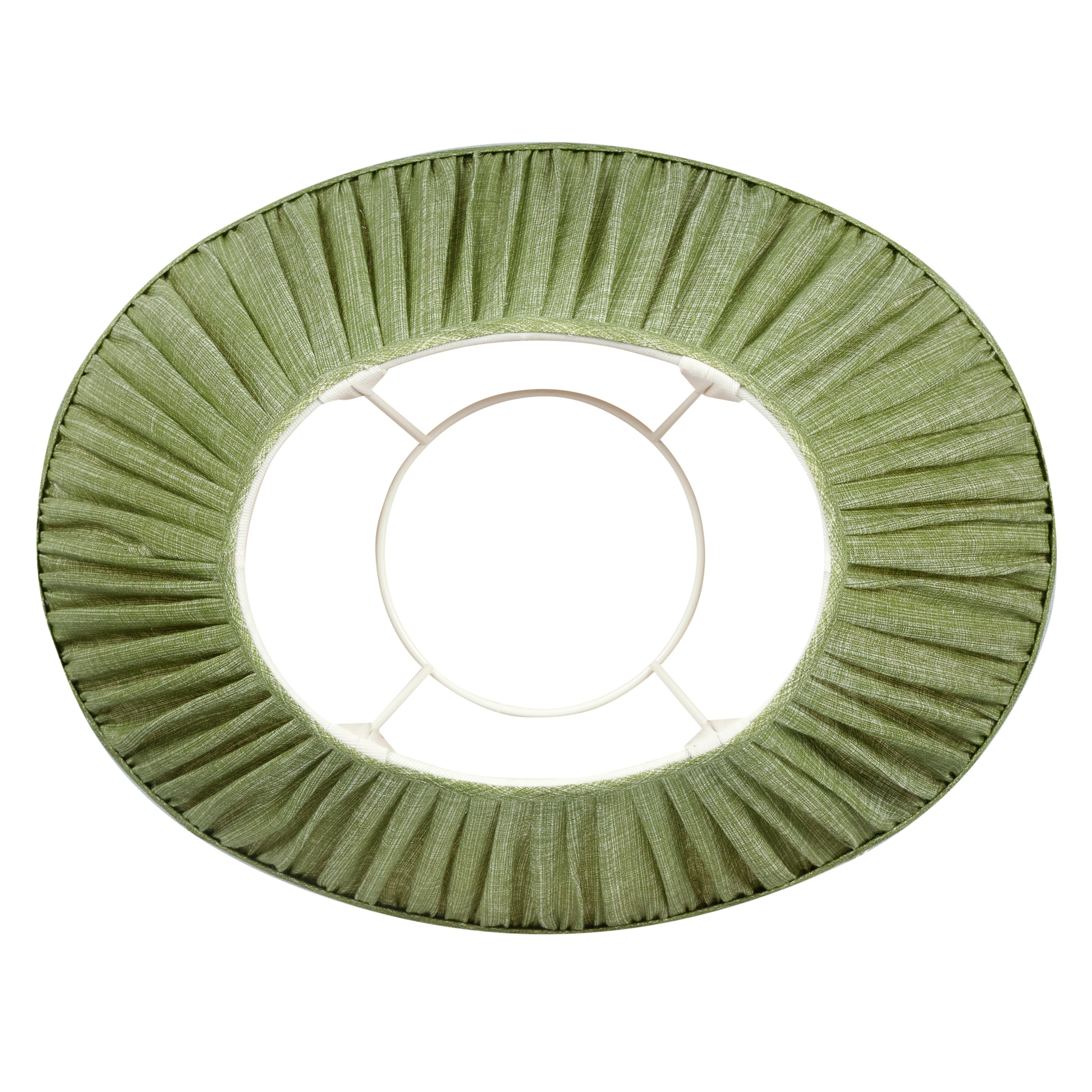 Oval Fermoie Lampshade - Plain Linen in Kintyre Green | Newport Lamp And Shade | Located in Newport, RI