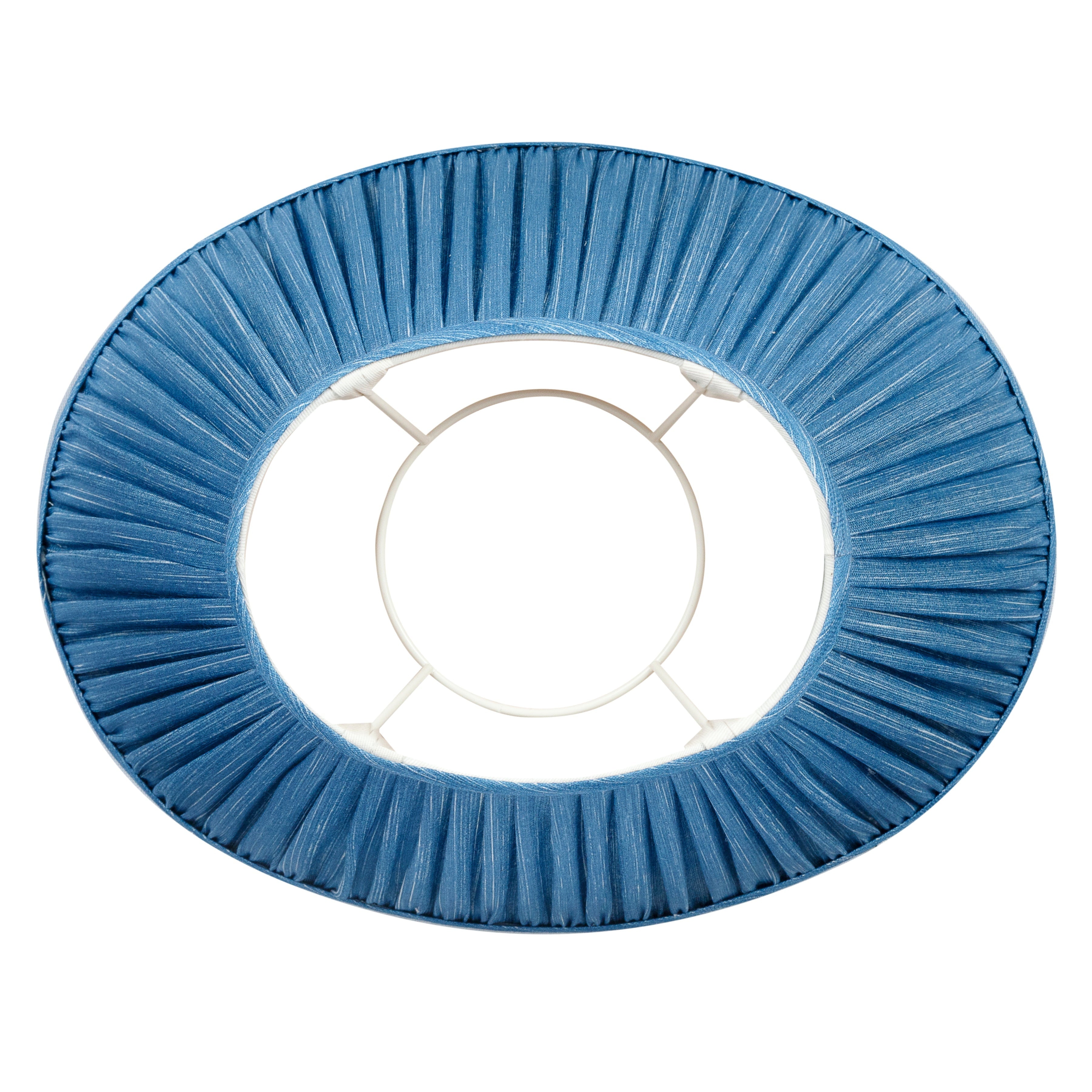 Oval Fermoie Lampshade - Plain Linen in Sacre Bleu | Newport Lamp And Shade | Located in Newport, RI