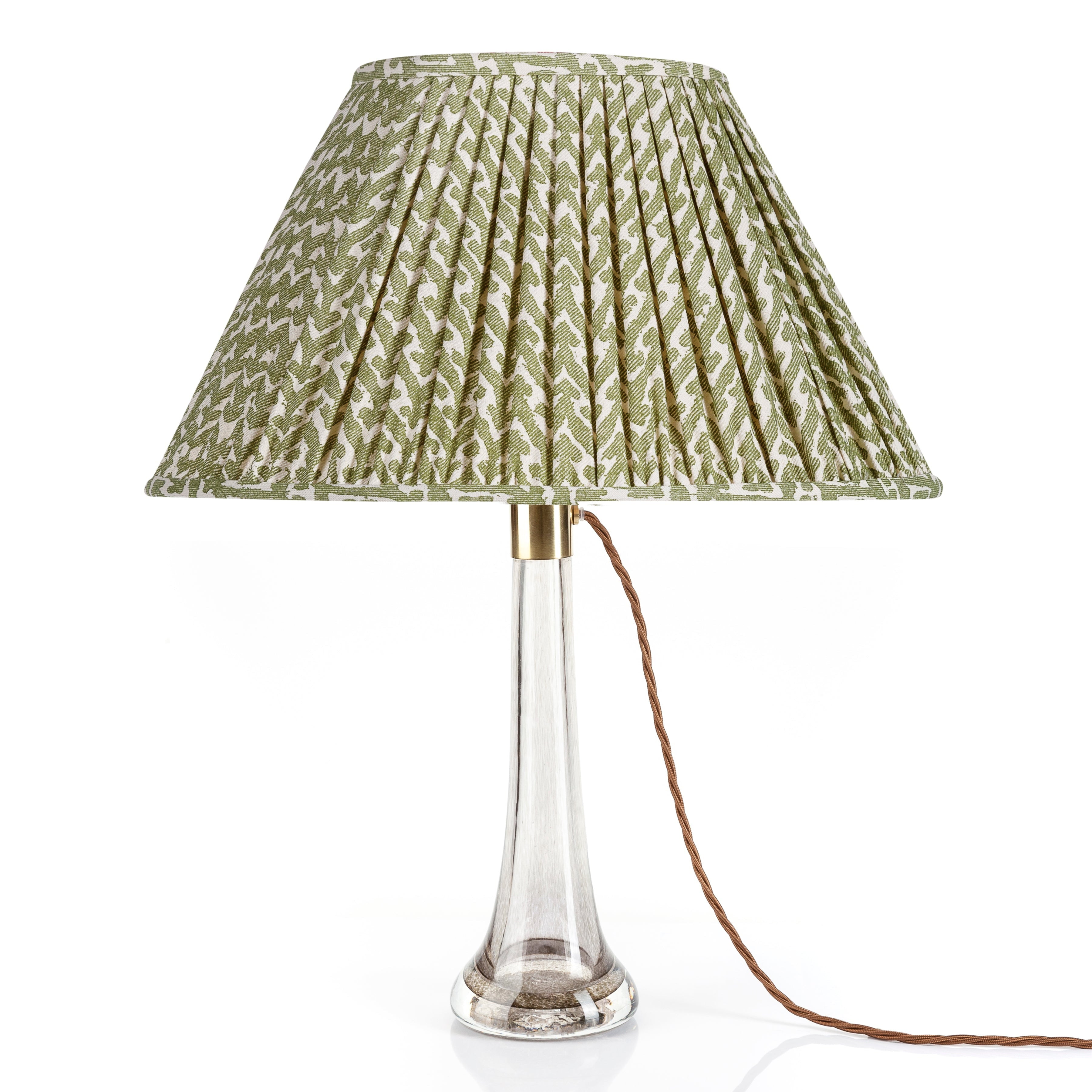 Oval Fermoie Lampshade - Rabanna in Green | Newport Lamp And Shade | Located in Newport, RI