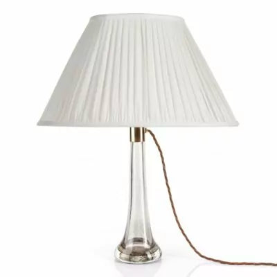 14" Oval Fermoie Lampshade - Plain Linen in Ivory - Newport Lamp & Shade Company