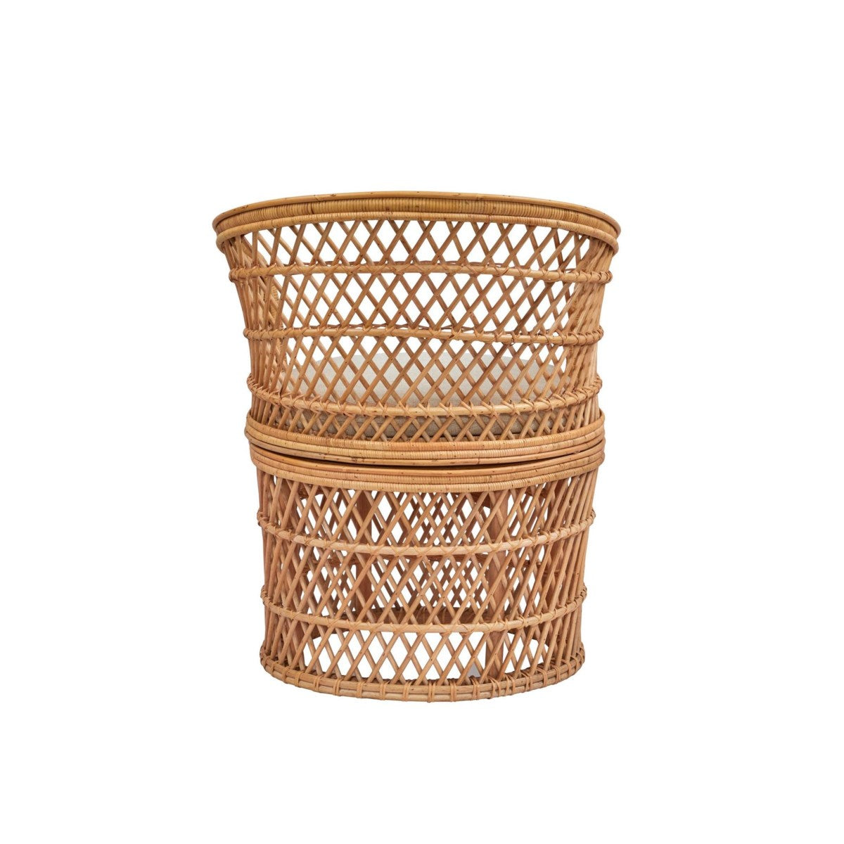 Rattan Barrel Swivel Chair  | Newport Lamp And Shade | Located in Newport, RI