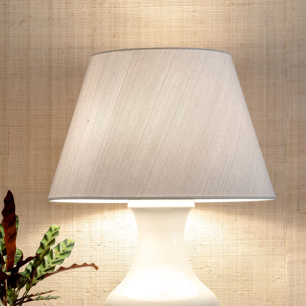 New Grasscloth Lampshade in White | Newport Lamp And Shade | Located in Newport, RI