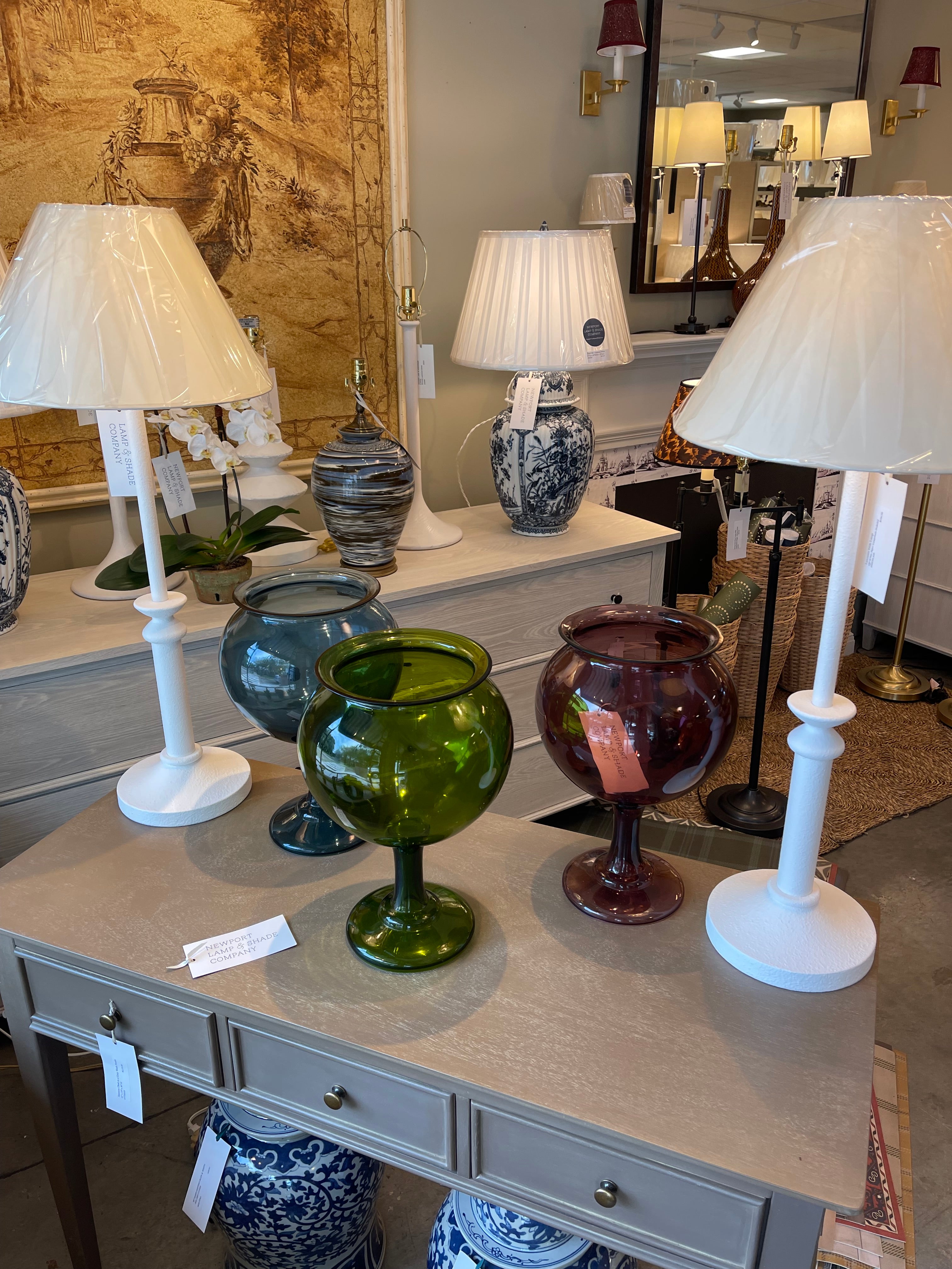 Hand-Blown Glass Leech Bowls | Newport Lamp And Shade | Located in Newport, RI