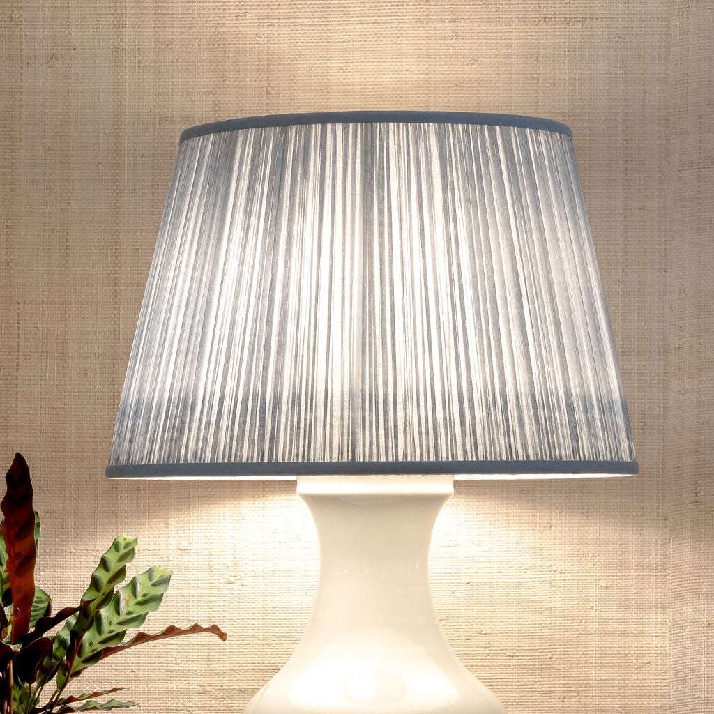 Shirred Ikat Lampshades - Blue | Newport Lamp And Shade | Located in Newport, RI