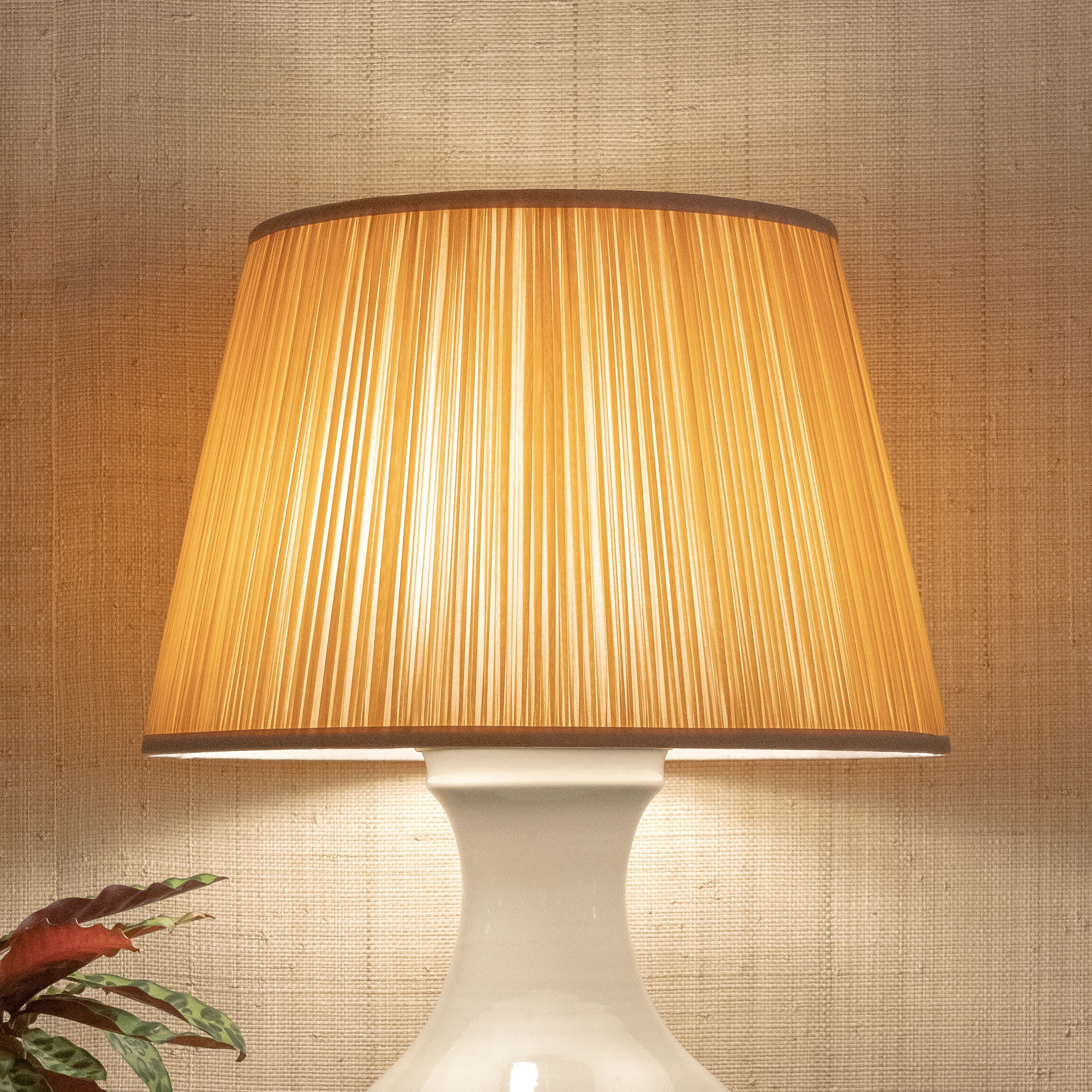 Shirred Silk Lampshade in Apricot | Newport Lamp And Shade | Located in Newport, RI