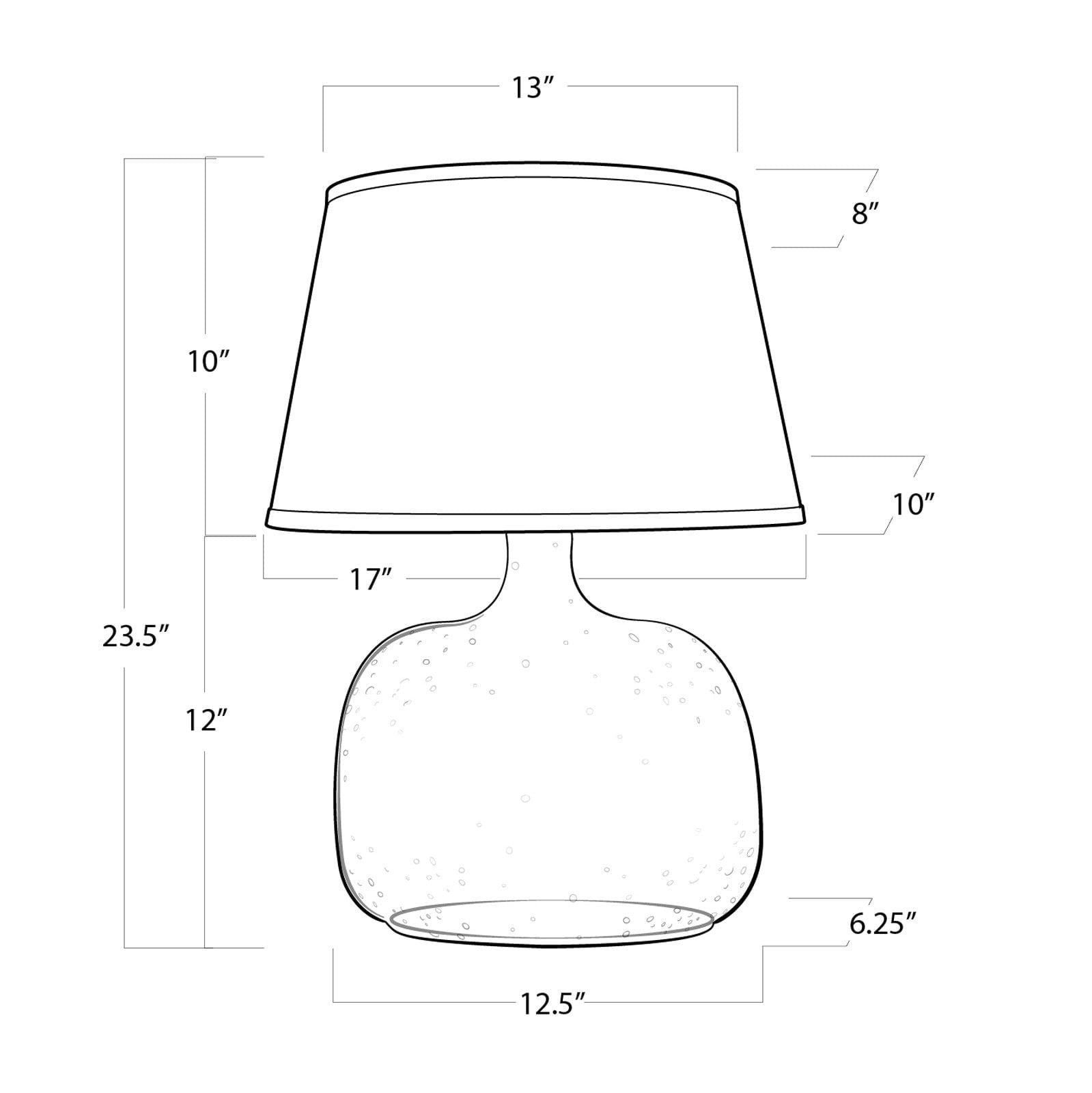 Seeded Oval Glass Table Lamp | Newport Lamp And Shade | Located in Newport, RI