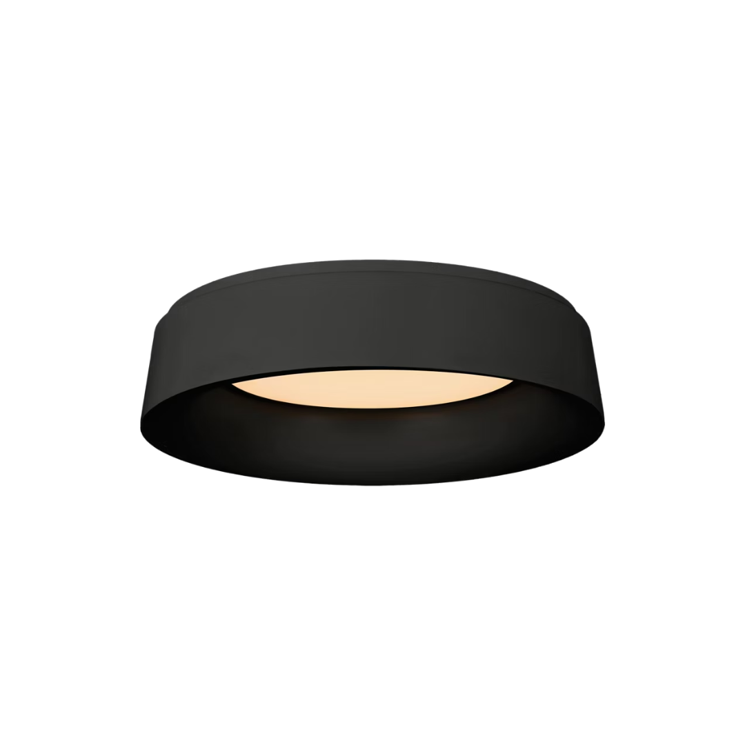 Black ceiling light fixture on a white background