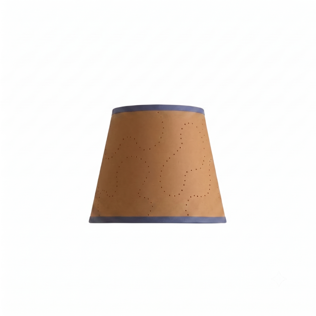 6" Atlas Lampshade in Paper Bag Brown with Blue Trim by Hum London READY MADE