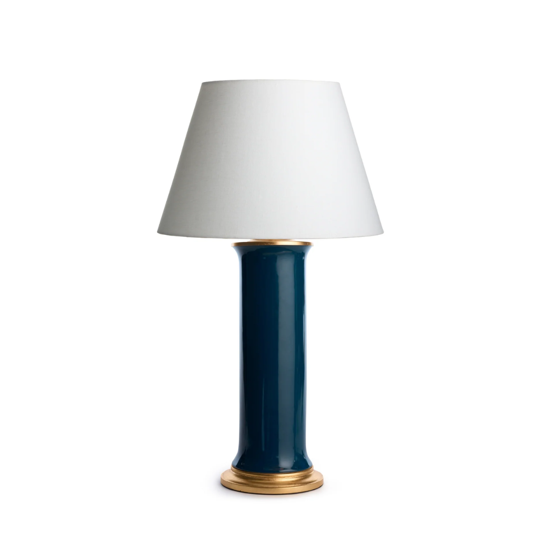 Lainey Ceramic Column Table Lamp in Naval - Newport Lamp & Shade Company