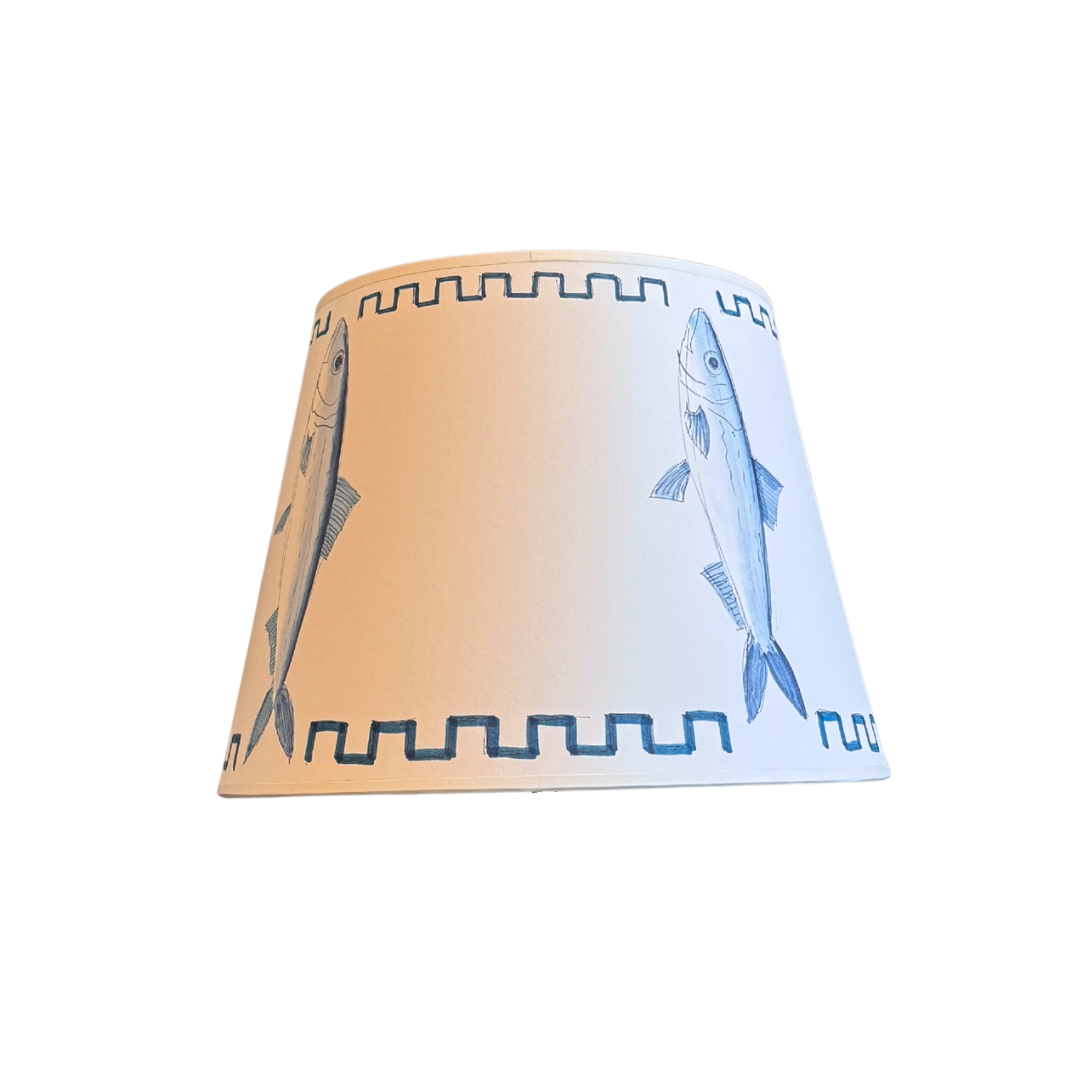 Lampshade with fish design on a white background