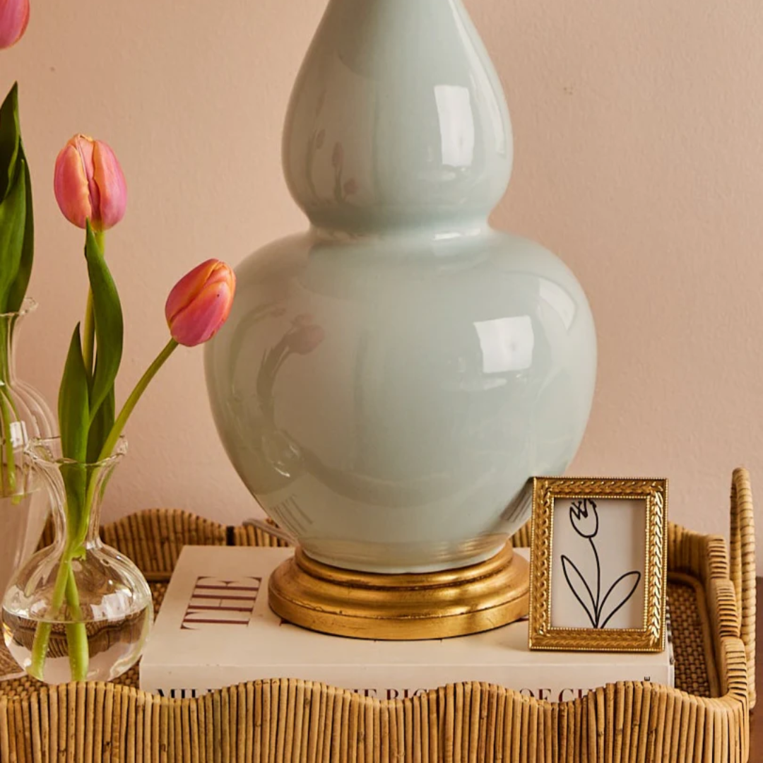 Liv Ceramic Table Lamp in Sky - Newport Lamp & Shade Company