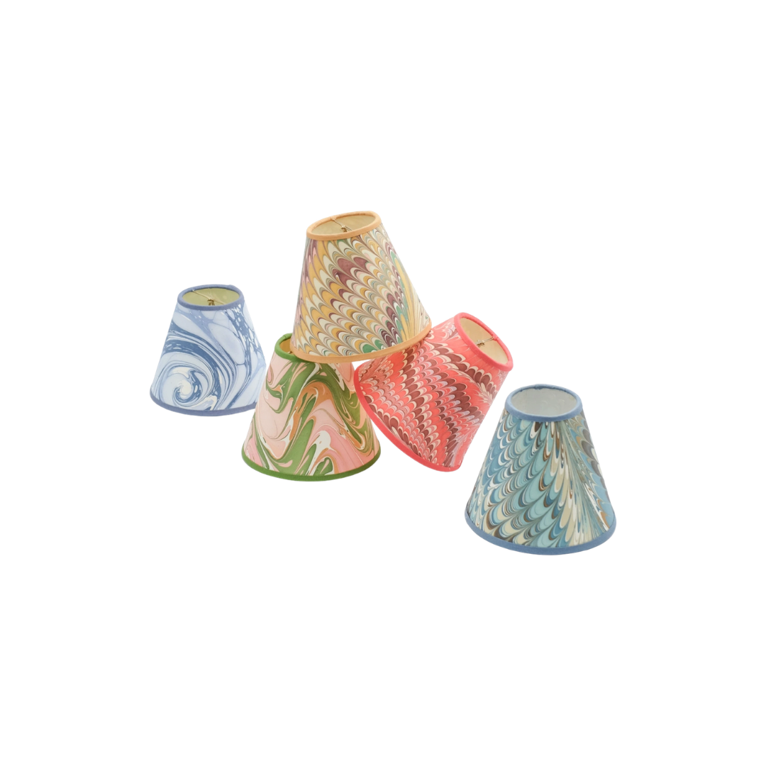 6 inch Marbled Paper Lampshade in Blue
