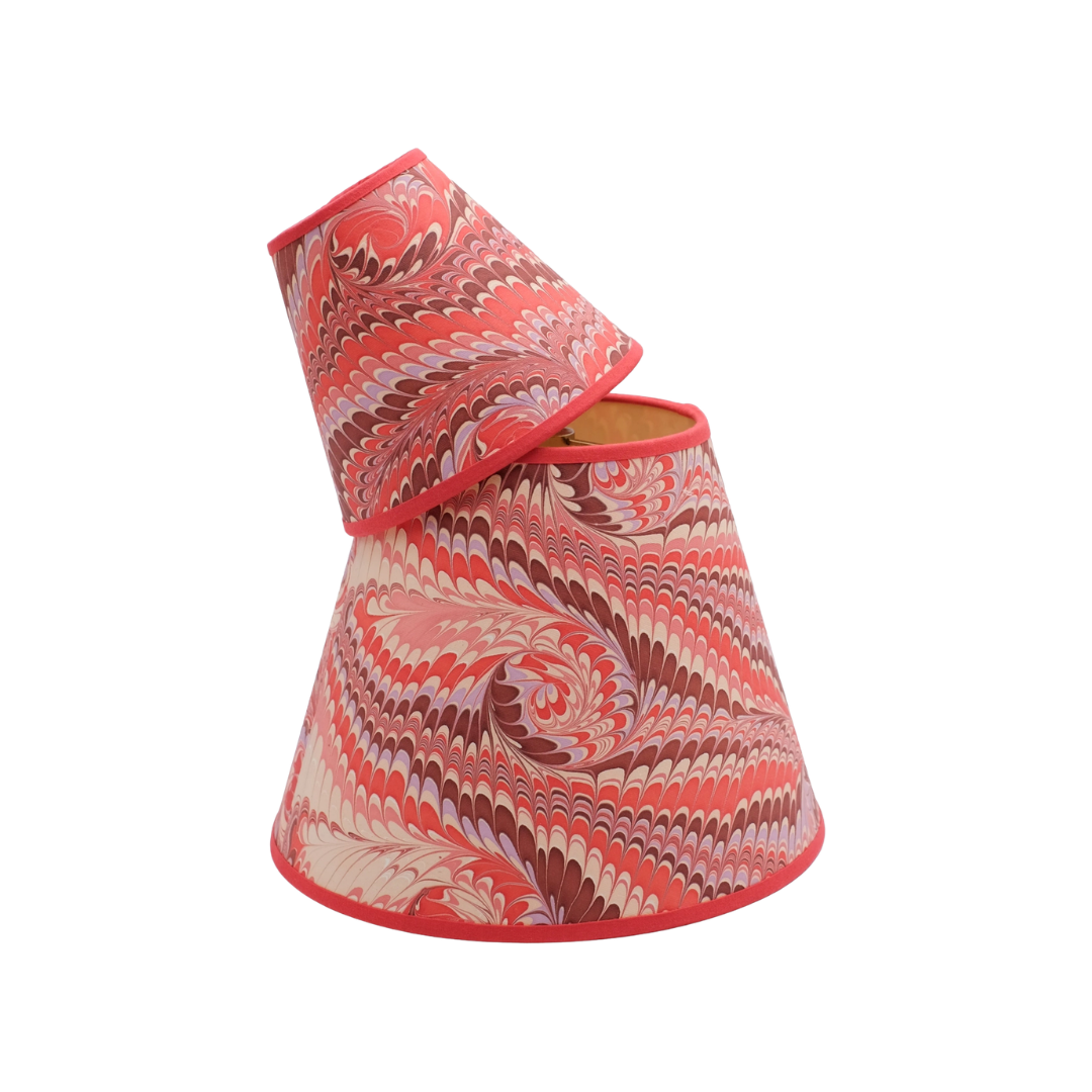 6 inch Marbled Paper Lampshade in Red
