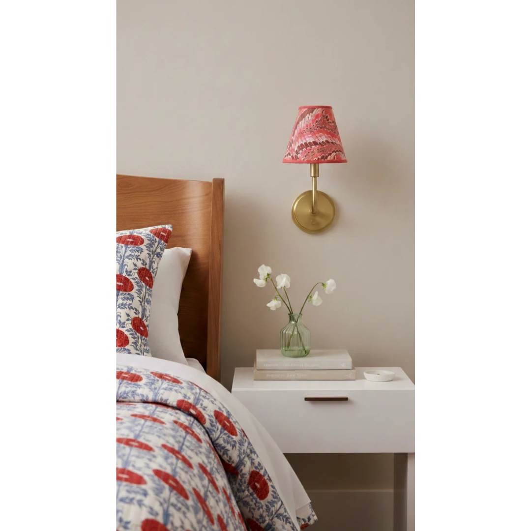 6 inch Marbled Paper Lampshade in Red