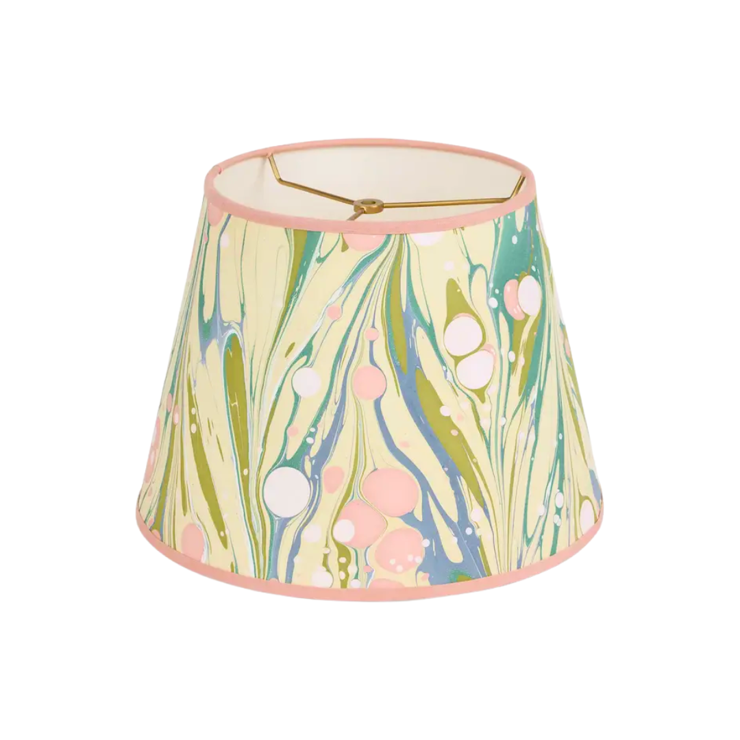 14" Hand-Marbelized Paper Lampshade in Moss Pebbles by Craft Boat - Newport Lamp & Shade Company