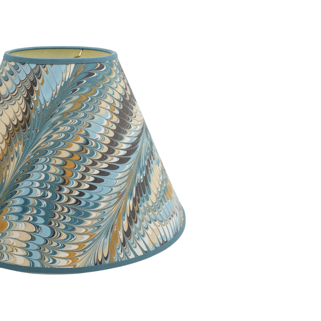 16 inch Marbled Paper Lampshade in Peacock
