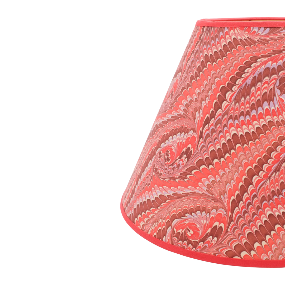 16 inch Marbled Paper Lampshade in Red