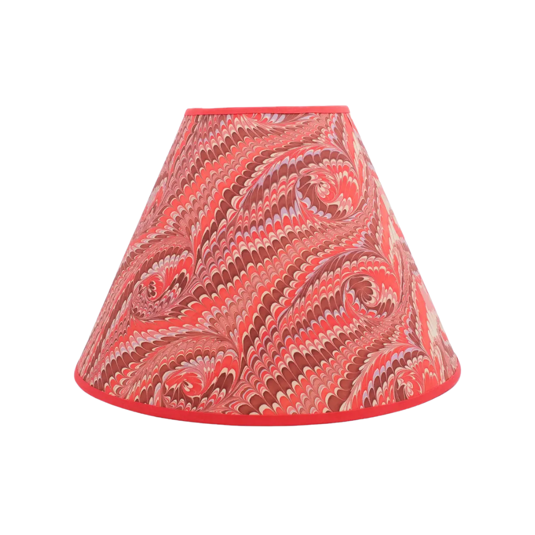 16 inch Marbled Paper Lampshade in Red