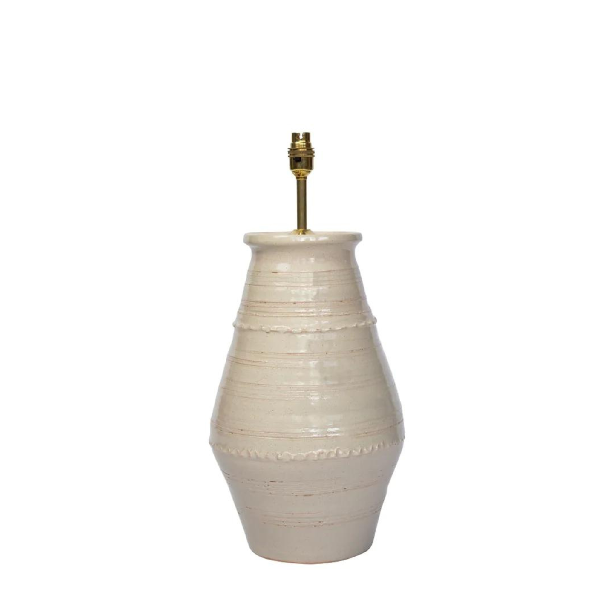 A Blonde Ribbed Vase Ceramic Table Lamp by Penny Morrison | Newport Lamp And Shade | Located in Newport, RI