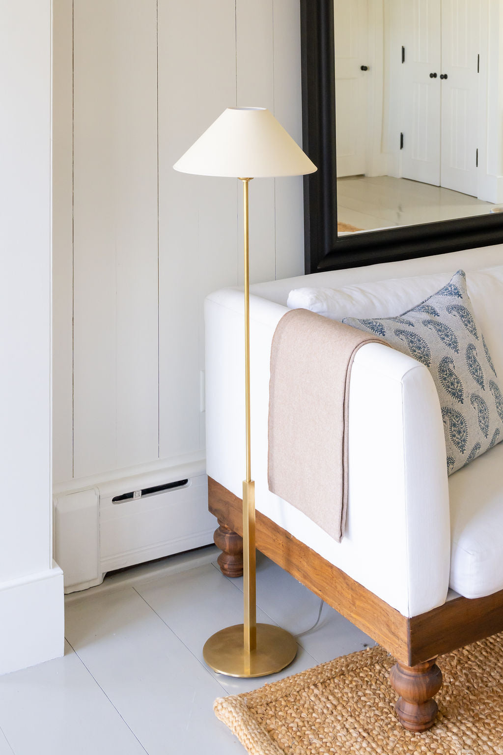 Hackney Floor Lamp with Flared Paper Lampshade | Newport Lamp And Shade | Located in Newport, RI