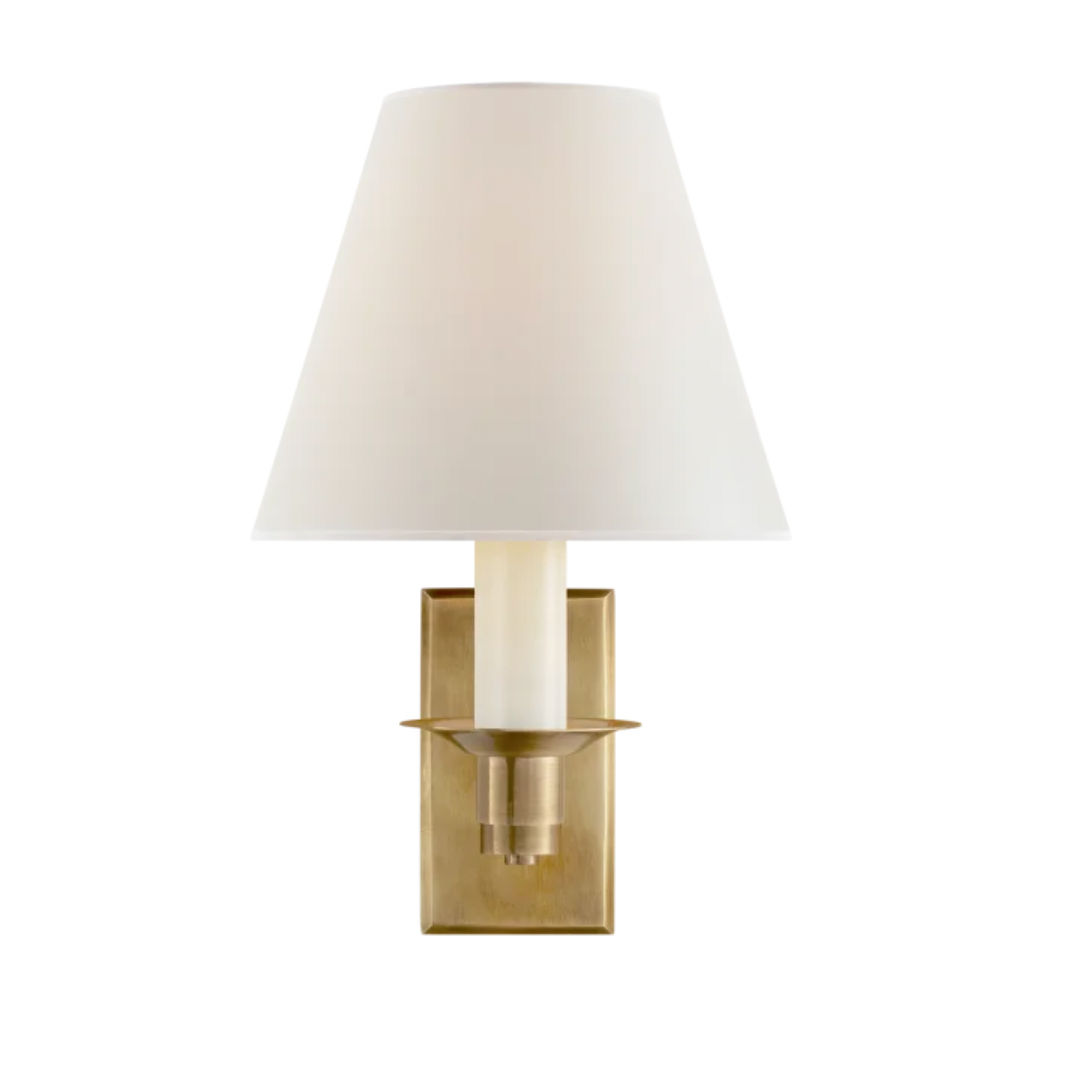 Small Swing Arm Wall Light in Natural Brass Finish | Newport Lamp And Shade | Located in Newport, RI