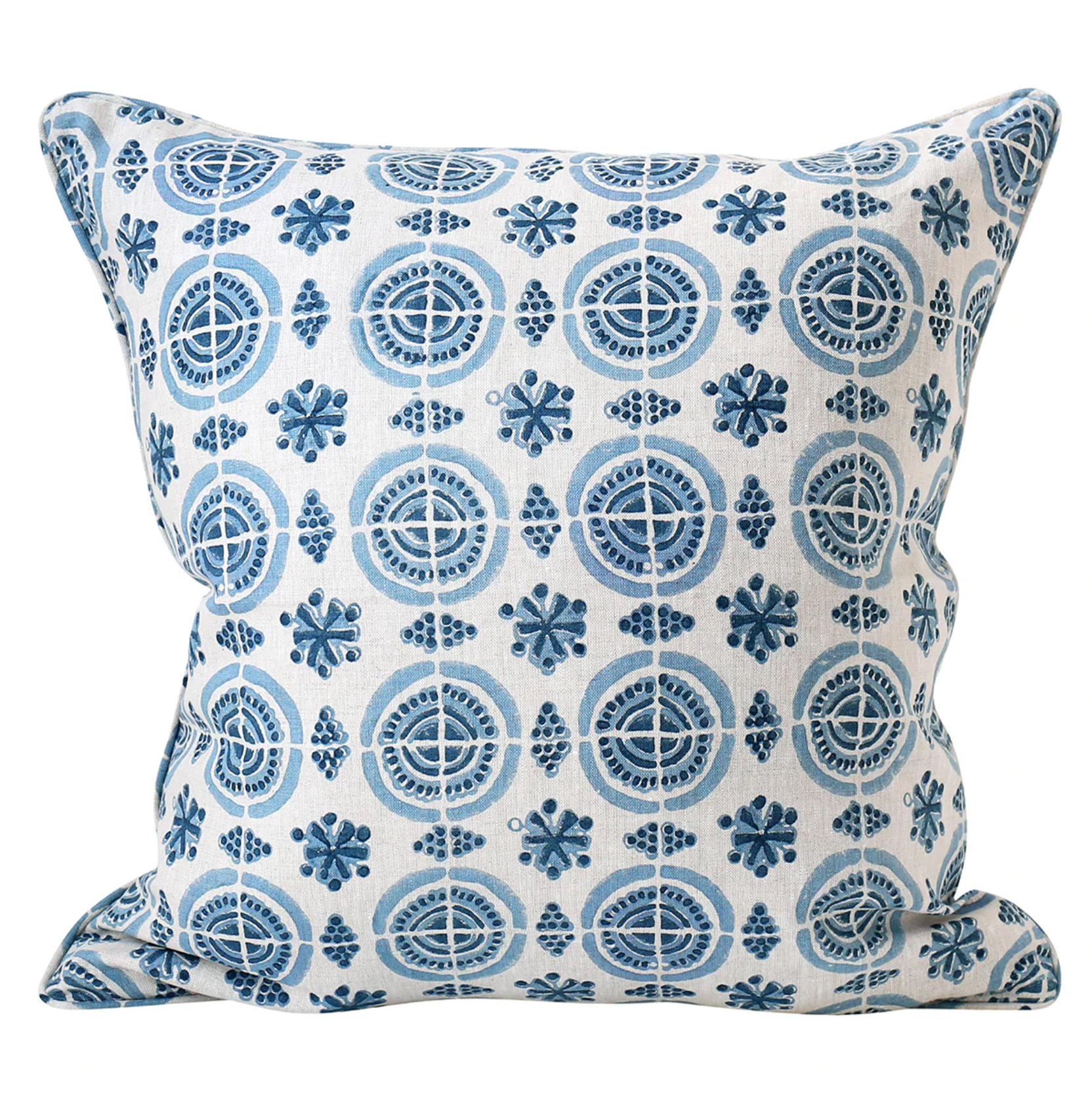 Amreli Azure Linen Cushion 20" x 20"  | Newport Lamp And Shade | Located in Newport, RI