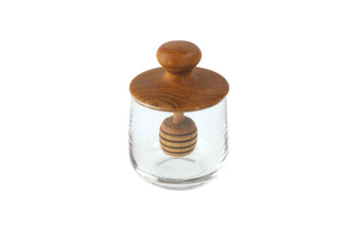 Glass & Teak Honey Jar, Mini  | Newport Lamp And Shade | Located in Newport, RI