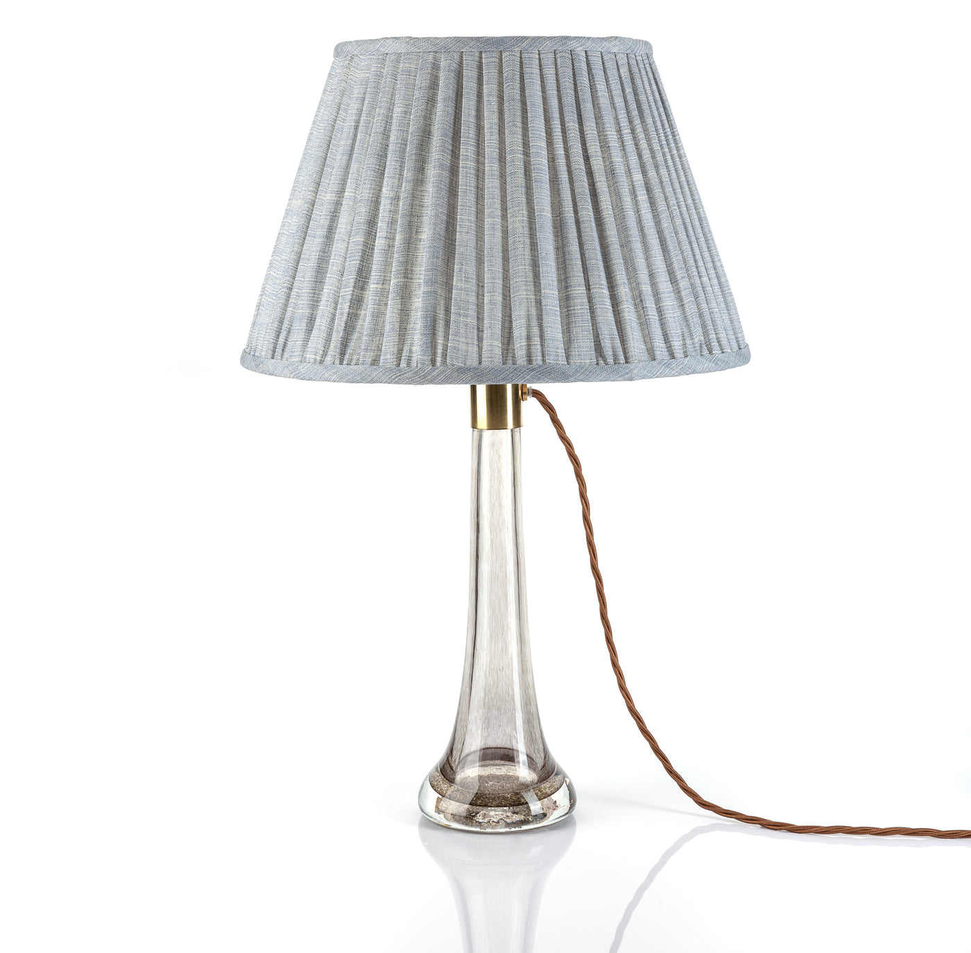 Fermoie Lampshade - Moire Linen in Blue  | Newport Lamp And Shade | Located in Newport, RI