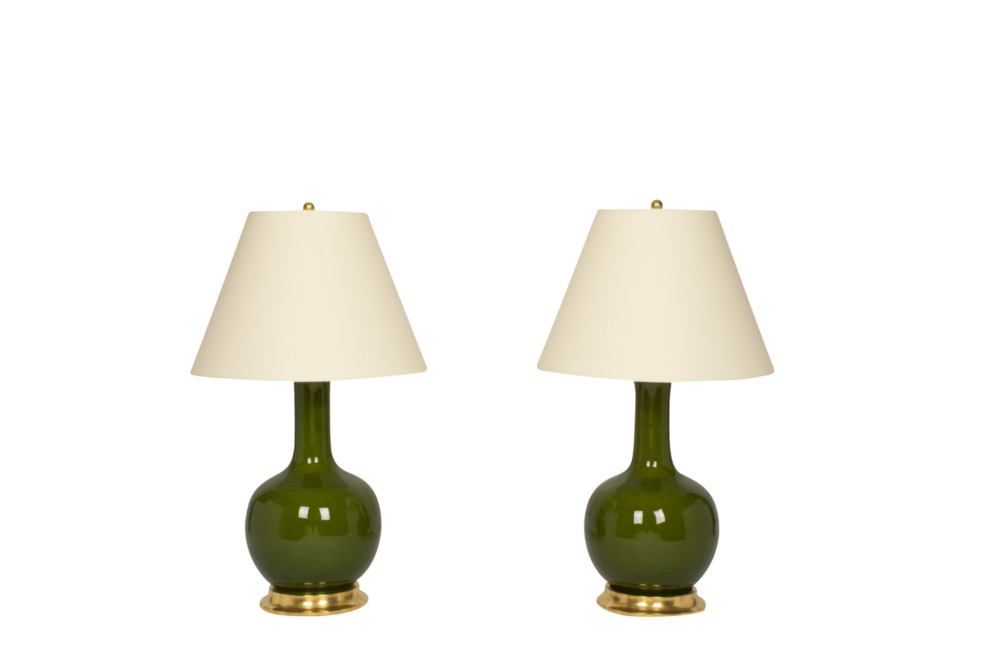 A Pair of Large Single Gourd Lamps in Spruce by Christopher Spitzmiller  | Newport Lamp And Shade | Located in Newport, RI
