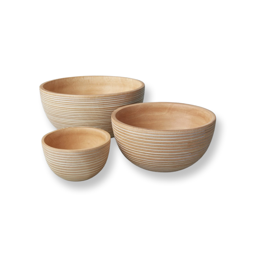 Striped Mango Wood Bowl  | Newport Lamp And Shade | Located in Newport, RI