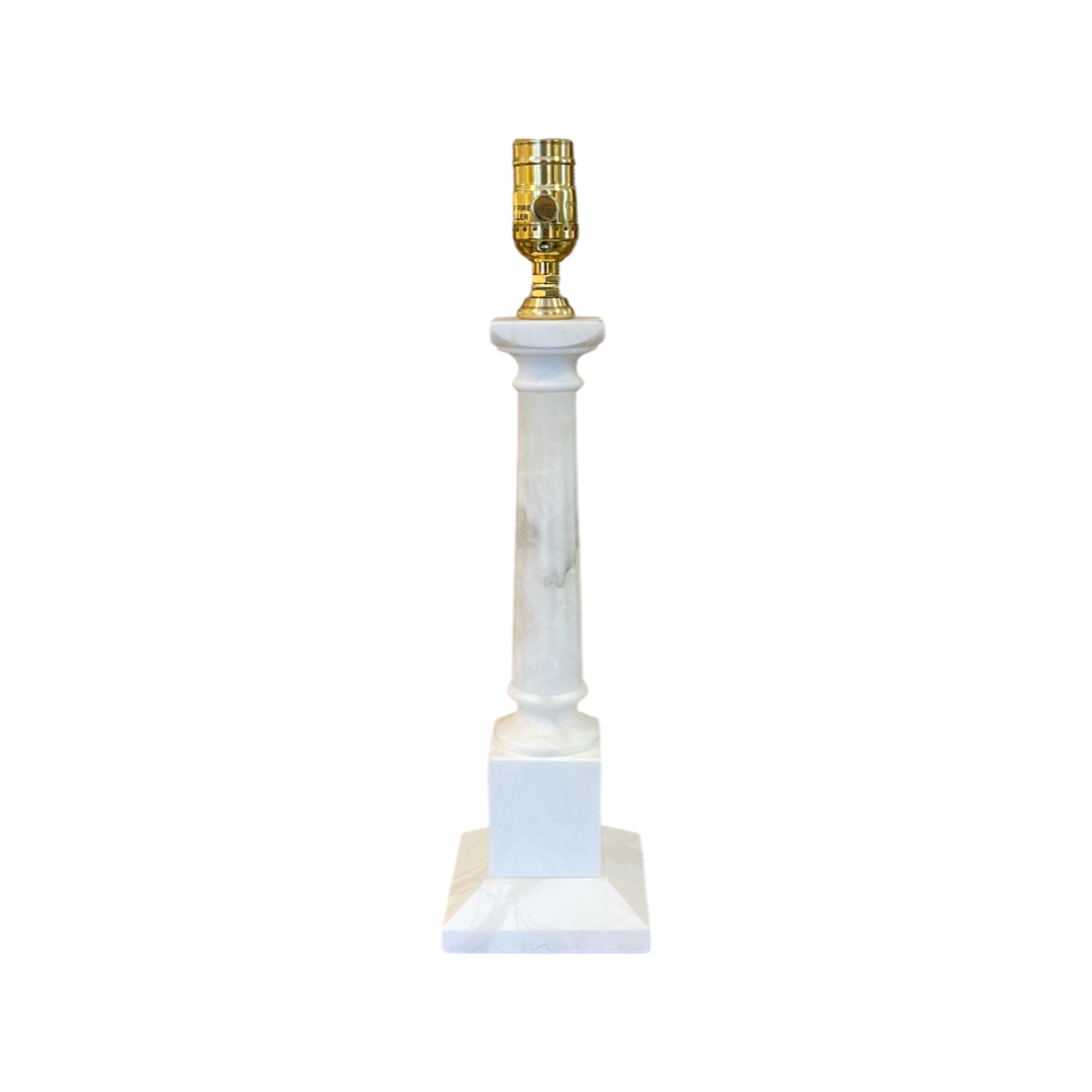 Fluted Column Table Lamp in Alabaster | Newport Lamp And Shade | Located in Newport, RI