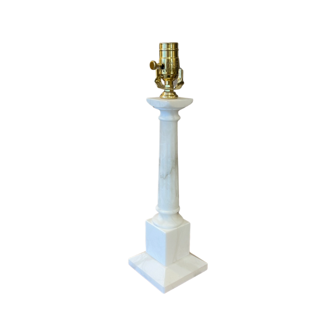 Fluted Column Table Lamp in Alabaster | Newport Lamp And Shade | Located in Newport, RI