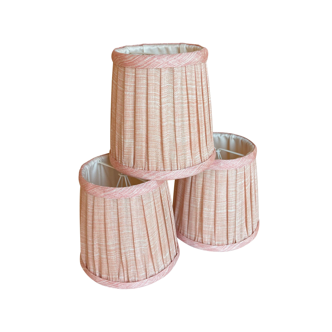 4.5" Fermoie Lampshade - Plain Linen in Pink Moire  | Newport Lamp And Shade | Located in Newport, RI
