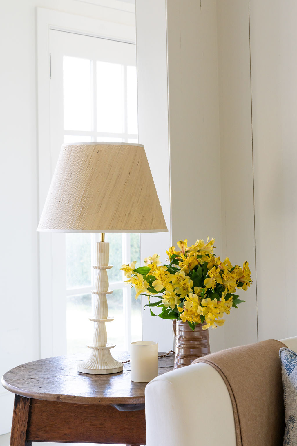 Karni Mata Bone Inlay Table Lamp by Penny Morrison | Newport Lamp And Shade | Located in Newport, RI
