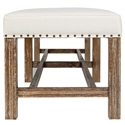 Upholstered Linen Bench  | Newport Lamp And Shade | Located in Newport, RI