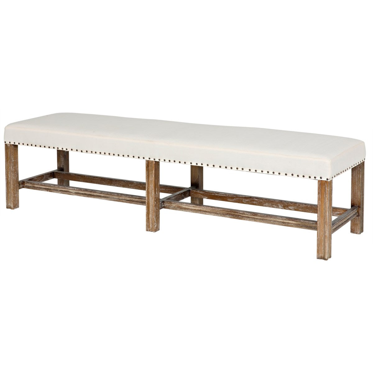 Upholstered Linen Bench  | Newport Lamp And Shade | Located in Newport, RI